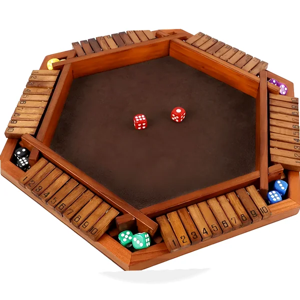 Upgraded wooden Shut The Box with multiple dice and storage tray